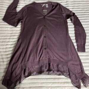 LOGO by Lori Goldstein cotton/cashmere Purple Cardigan